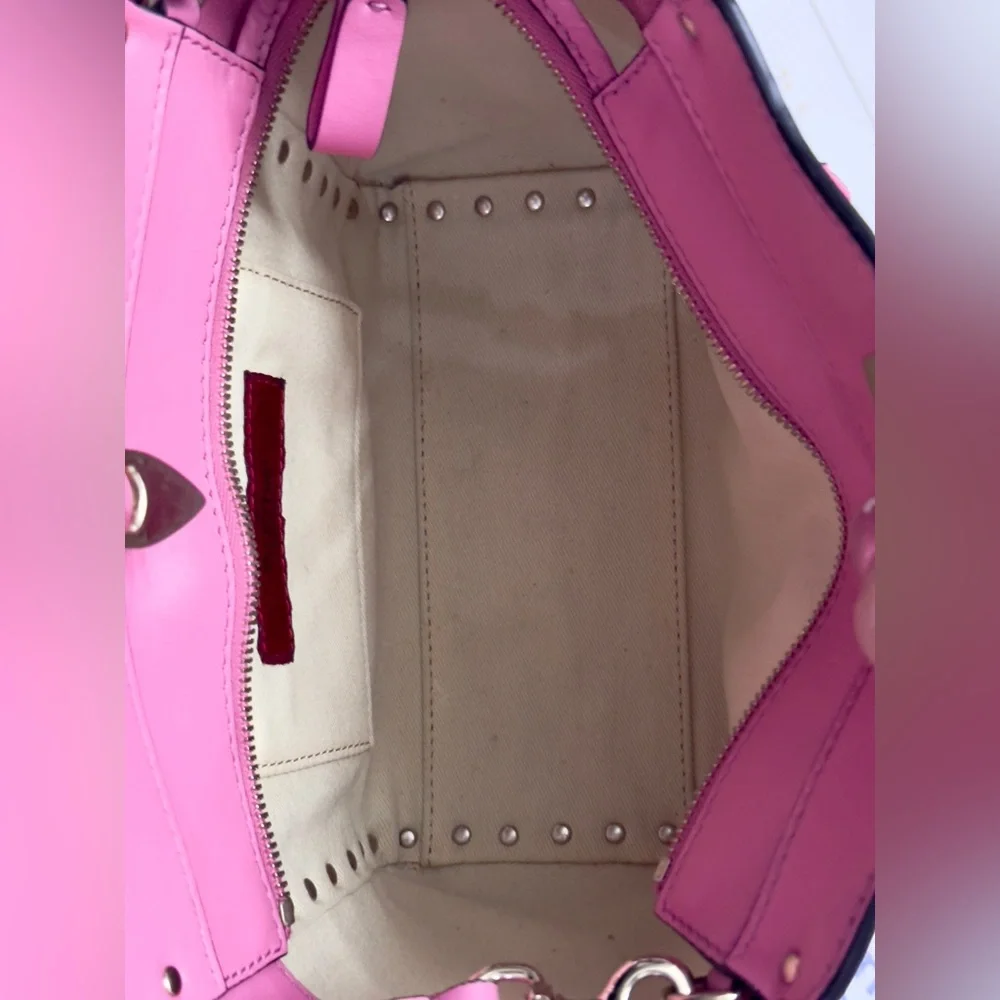 Pink Valentino Garavani Small Leather Rockstud Tote - Picture 13 of 15